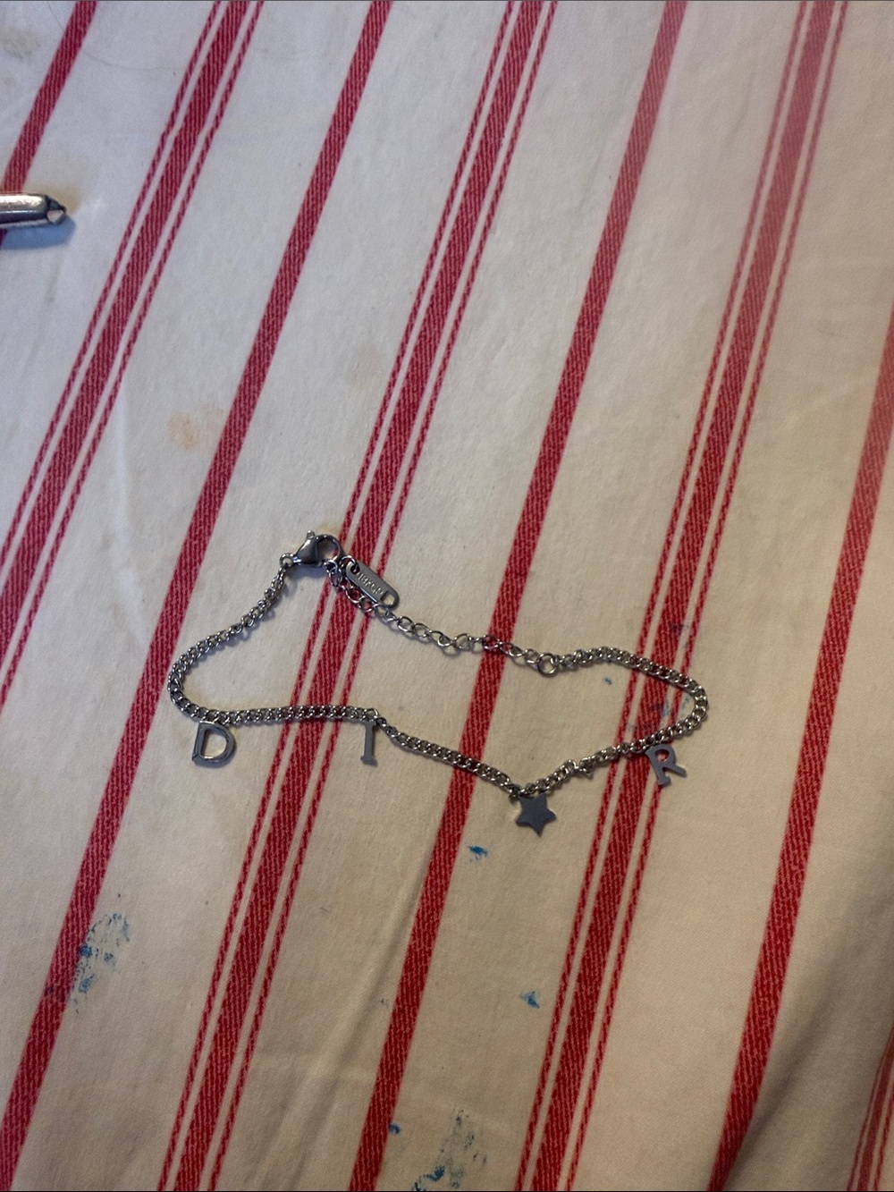 Silver Initial D I R Star Charm Bracelet